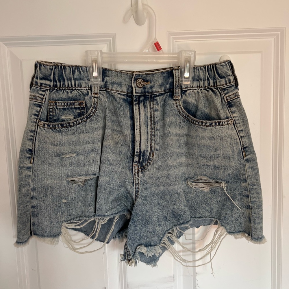 Acid wash denim shorts